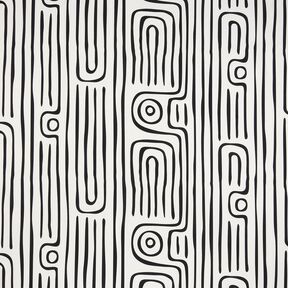 Dekostoff Halbpanama abstraktes Streifenmuster &ndash; schwarz/elfenbein, 