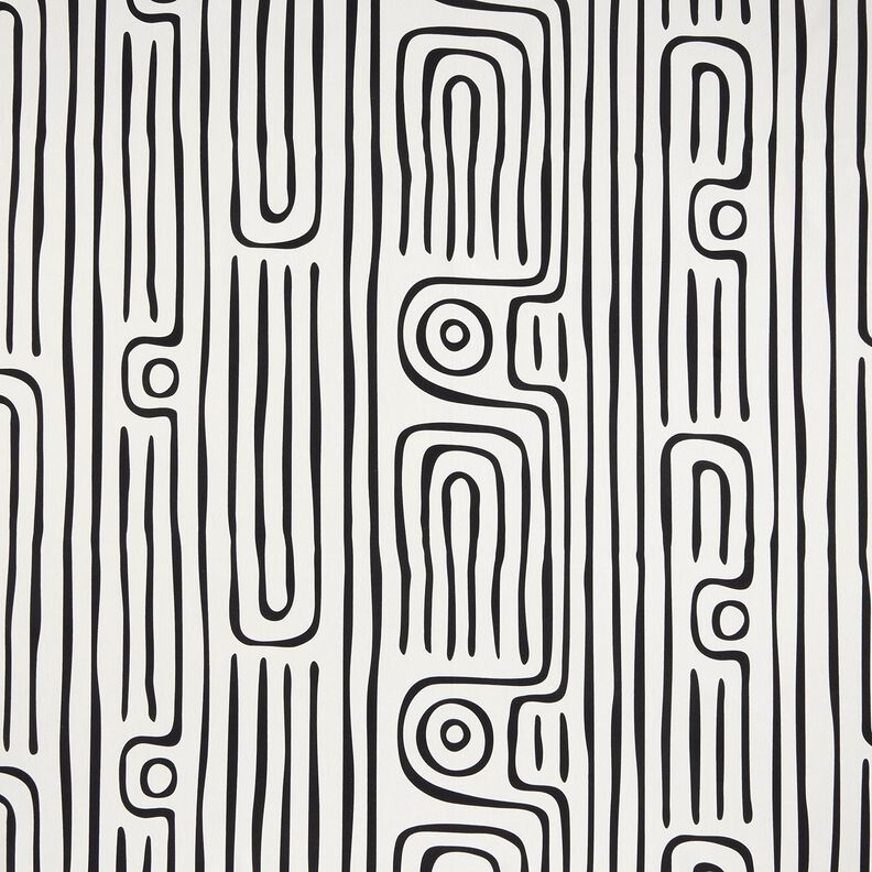 Dekostoff Halbpanama abstraktes Streifenmuster – schwarz/elfenbein,  image number 1