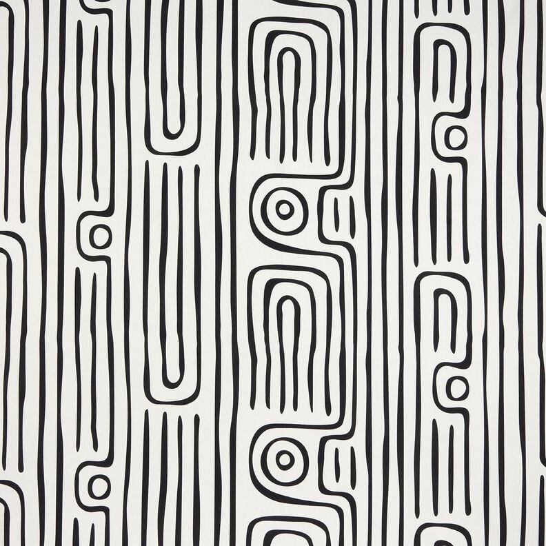 Dekostoff Halbpanama abstraktes Streifenmuster – schwarz/elfenbein, image number 1