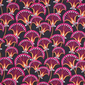 Dekostoff Canvas Blumenfächer – schwarz/pink, 