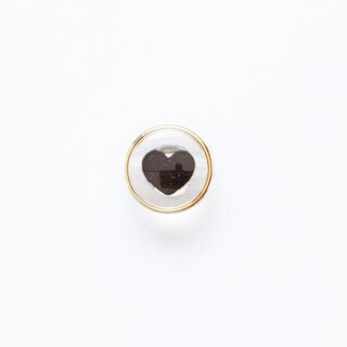 Ösenknopf Herz mit goldfarbenem Rand [ Ø 11 mm ] – schwarz/gold, 