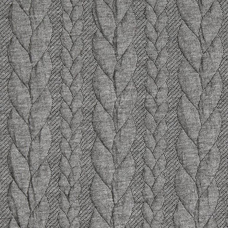 Jerseyjacquard Cloqué Zopfmuster – hellgrau,  image number 1