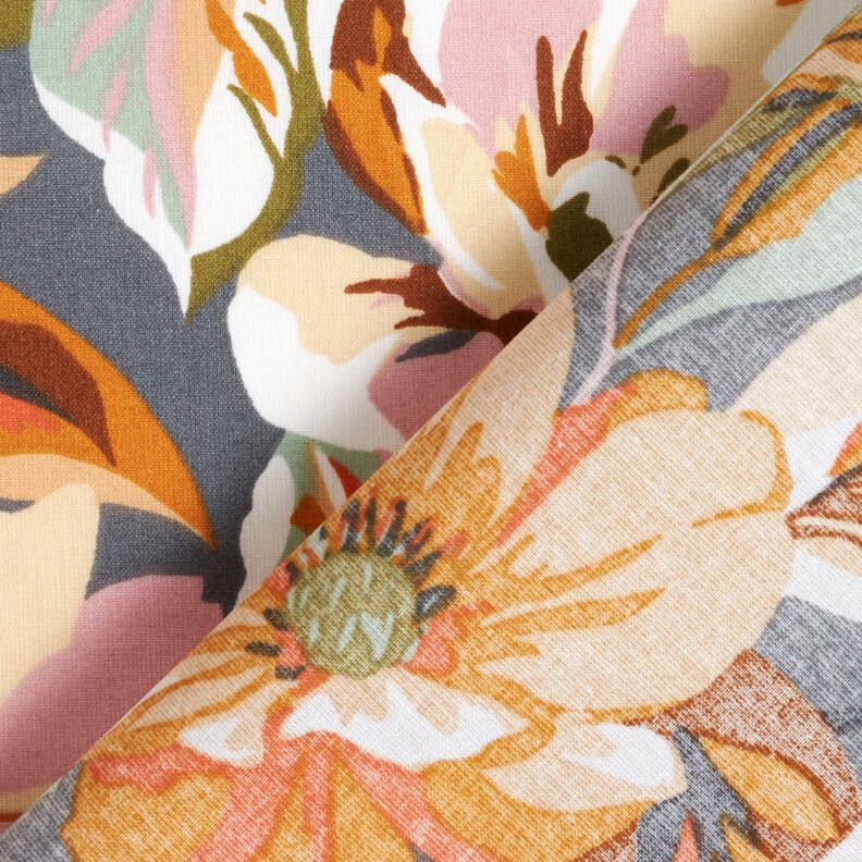 Beschichtete Baumwolle stilvolle Bl&uuml;ten &ndash; schiefergrau/ros&eacute;,  image number 4