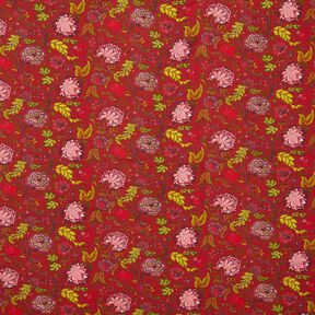Viskosestoff Paisleyblumen – karminrot/feuerrot, 