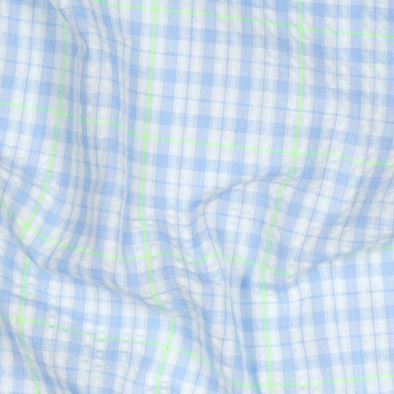 Seersucker Baumwoll-Mix Karo – hellblau/neongrün, image number 2