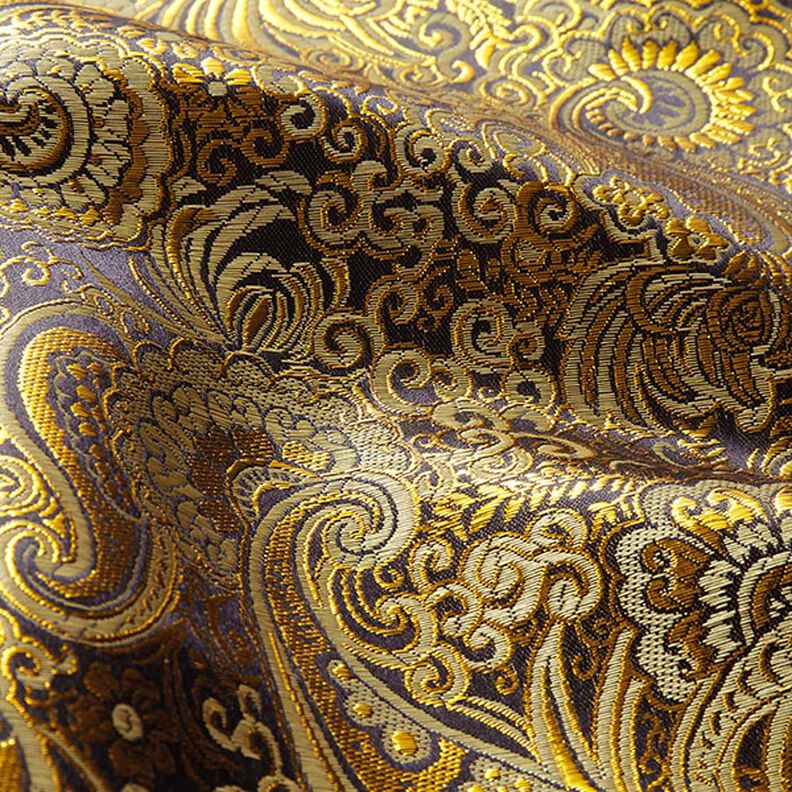 Bekleidungsjacquard Metallic Paisley – gold/schwarz,  image number 2