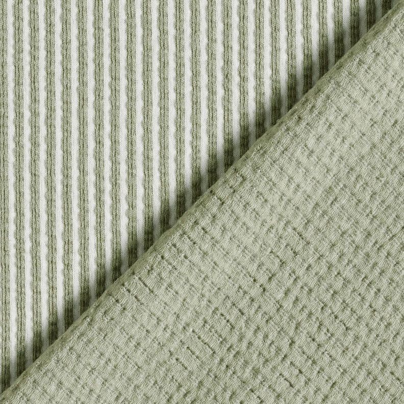 Baumwolljersey Seersucker feine Streifen – schilf/weiss,  image number 4