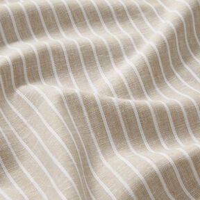 Leinen-Baumwoll-Mix breite Streifen – helltaupe/weiss, 