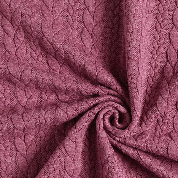 Jerseyjacquard Cloqué Zopfmuster – himbeerrot | Reststück 70cm