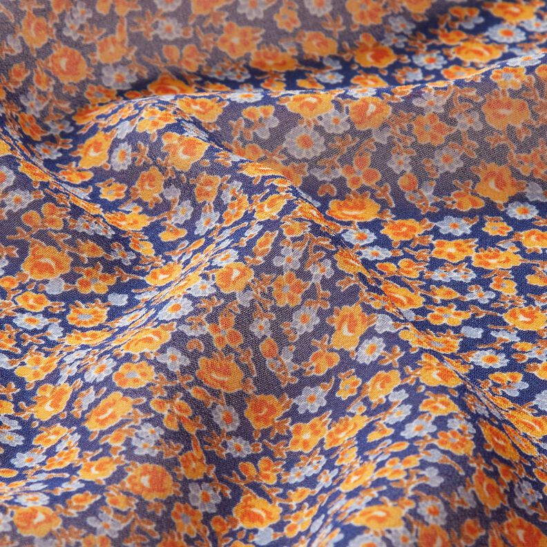 Chiffon Millefleurs – indigo/orange,  image number 2