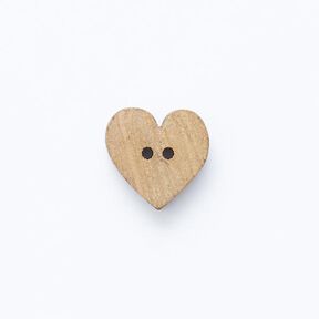 Herz Knopf 2-Loch – beige, 