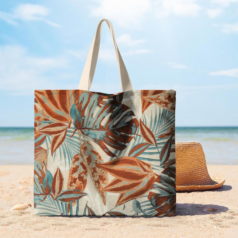 Outdoorstoff Canvas große Blätter – natur/terracotta,  image number 6