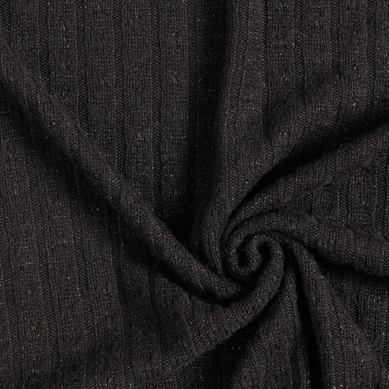 Strickstoff Ajour edle Glitzerstreifen – schwarz, image number 3
