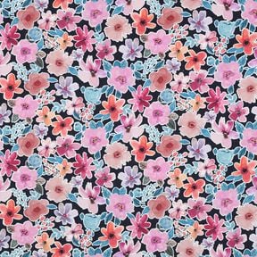Baumwollpopeline Blumen | Poppy Fabrics – schwarzblau, 