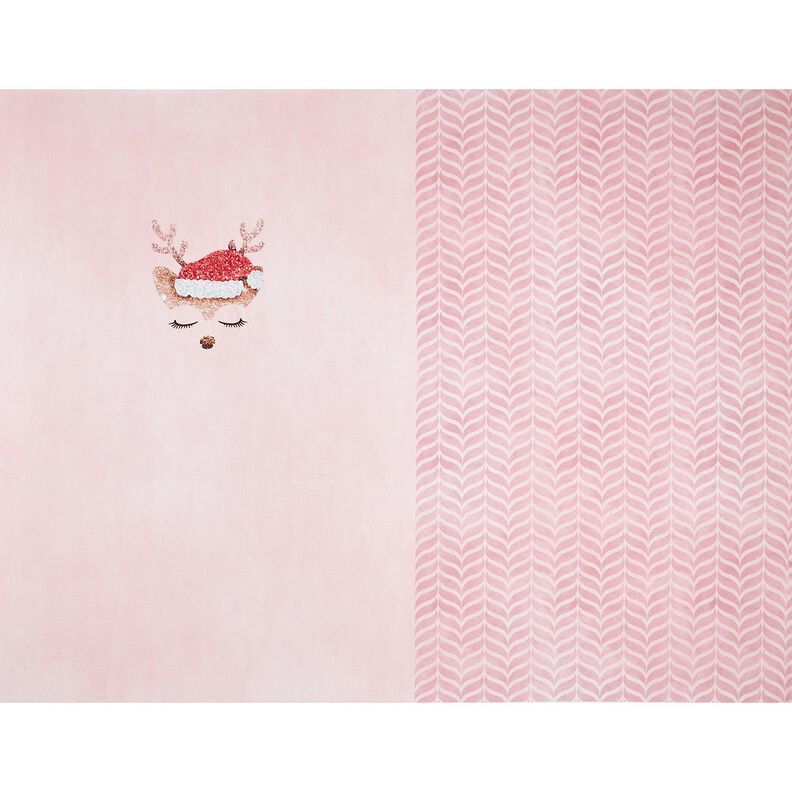 Baumwolljersey schlafendes Glitzer-Reh Panel | Glitzerpüppi – rosé/hellaltrosa, image number 5