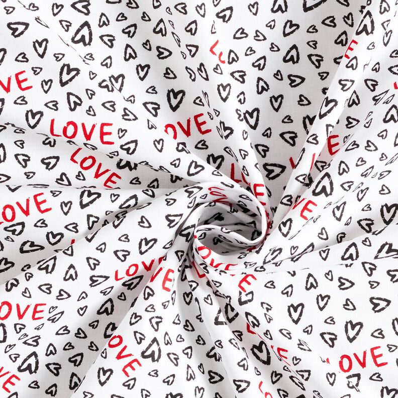 Baumwollstoff Cretonne Love – weiss/schwarz,  image number 3
