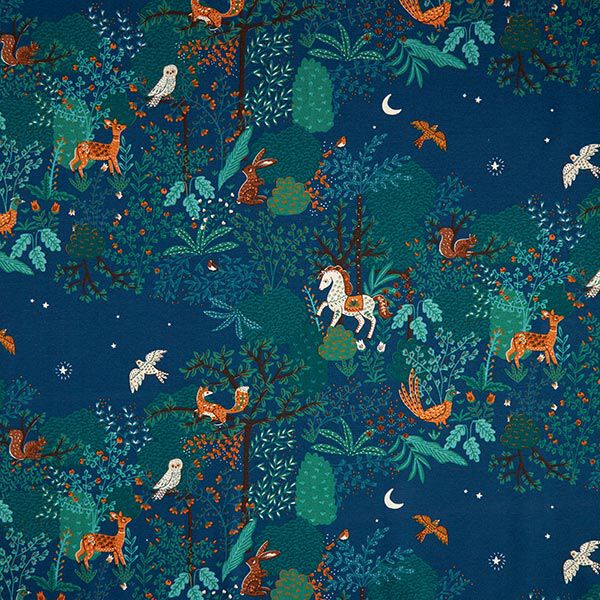 Dekostoff Canvas Nachttiere – navy/petrol | Reststück 50cm