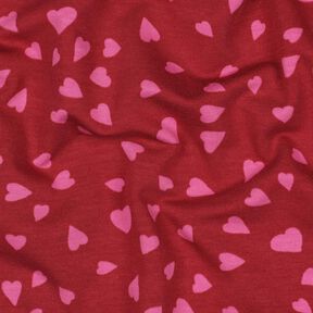 Sommersweat Herzen | Poppy Fabrics – dunkelrot/pink, 