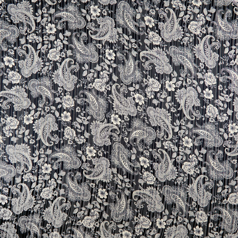 Chiffon Satinstreifen Paisley – marineblau,  image number 1