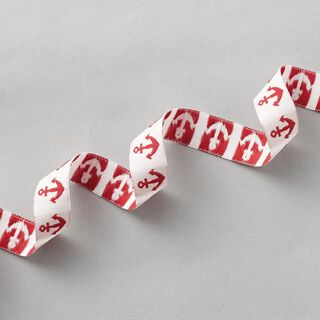 Dekoband Anker [16 mm] – weiss/rot, 