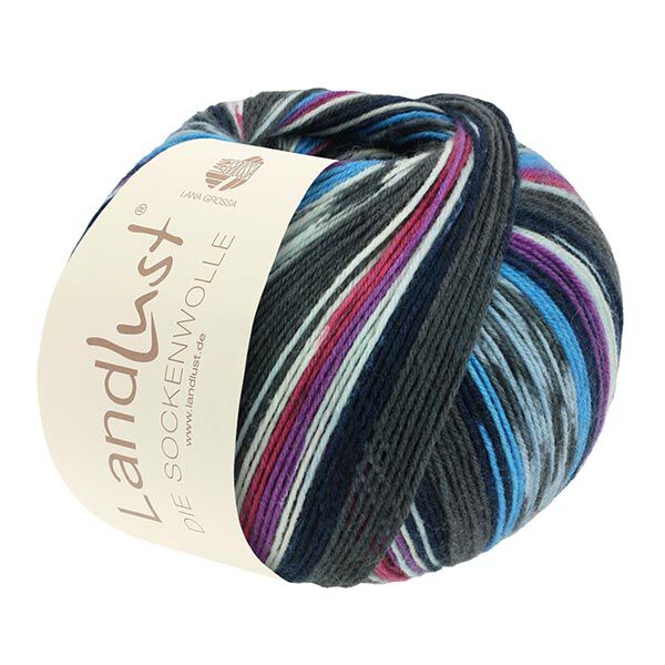 LANDLUST Sockenwolle „Bunte Bänder“, 100g | Lana Grossa – anthrazit/aquablau, image number 3
