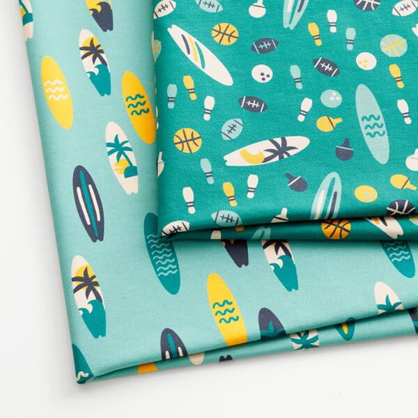 French Terry Sommersweat retro Sommer | PETIT CITRON – petrol, image number 3