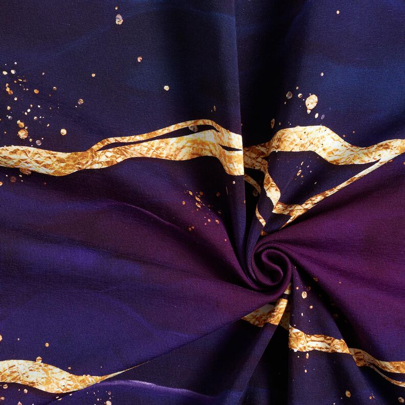 Baumwolljersey Dreamy Marble | Glitzerpüppi  – rotlila/altgold,  image number 3