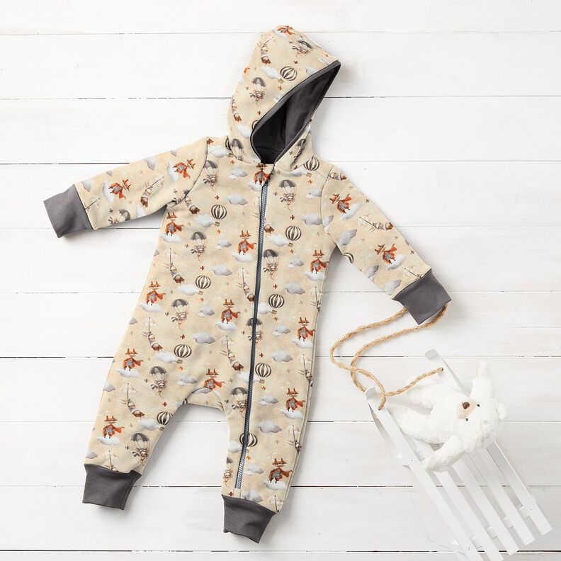 Alpenfleece fliegende Tiere Digitaldruck – hellbeige,  image number 5