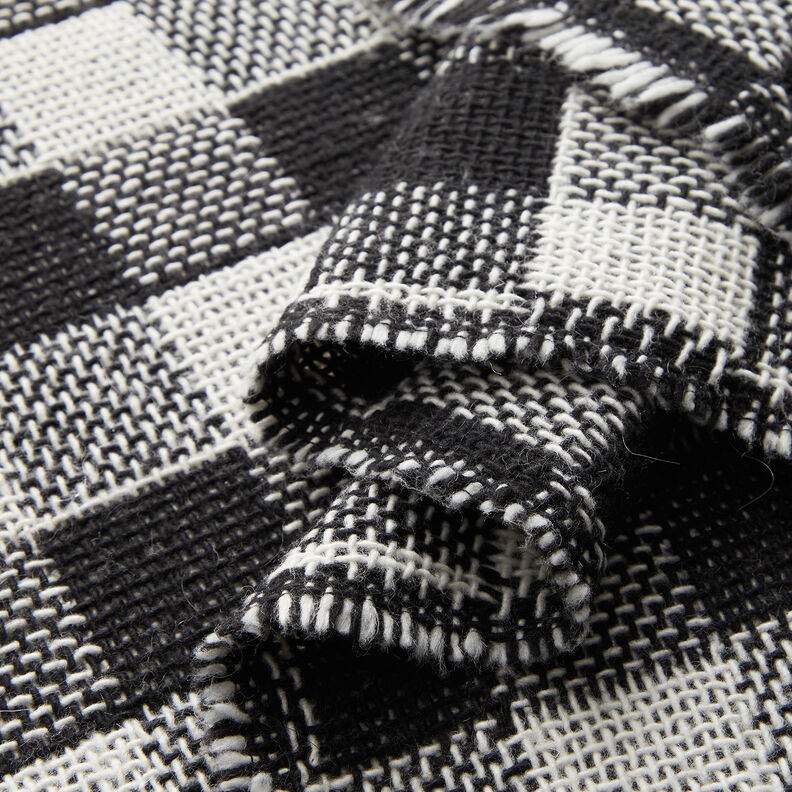 Mantelstoff Doppelgewebe Karo – schwarz/weiss,  image number 3