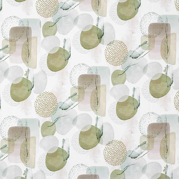 GOTS French Terry Sommersweat abstrakte geometrische Figuren – weiss/schlamm, image number 1