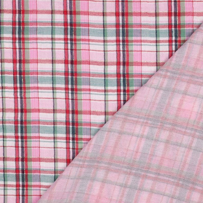 Musselin/ Doppel-Krinkel Gewebe Lurex Karo | Poppy Fabrics – rosé/gold metallic,  image number 4