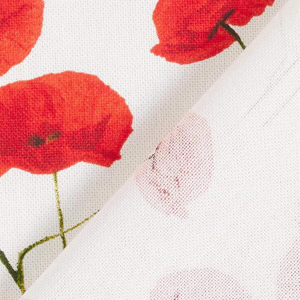 Dekostoff Halbpanama Mohn – weiss/rot,  image number 4