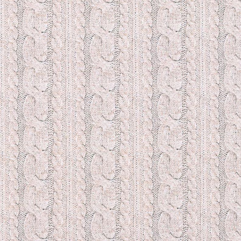 French Terry Sommersweat Zopfmuster Druck – hellbeige, image number 1