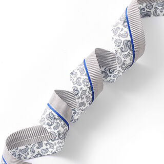 Paisleyborte Streifen [42 mm] – weiss/blau, 