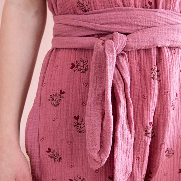 GOTS Musselin/ Doppel-Krinkel Gewebe Herzblatt | Tula – rosa | Reststück 100cm
