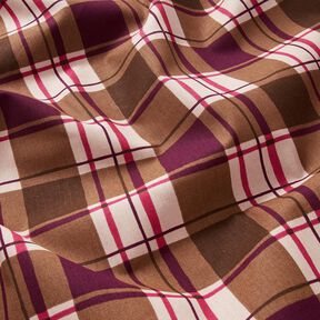 Dekostoff Halbpanama buntes Karo – mocca/traube, 