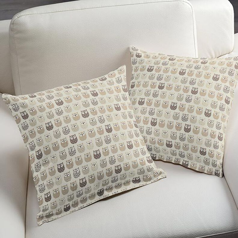 Baumwollstoff Cretonne Eulen – creme/grau,  image number 5