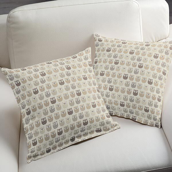 Baumwollstoff Cretonne Eulen – creme/grau,  image number 5