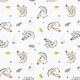 Baumwollstoff Cretonne Katzen mit Regenbogen-Schirmen – weiss,  thumbnail number 1