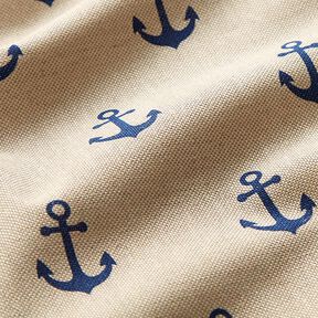 Dekostoff Halbpanama Anker – marineblau/natur, 