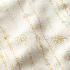 Dekostoff Jacquard Lurex Schneeflocken-Girlande – hellbeige/gold, 