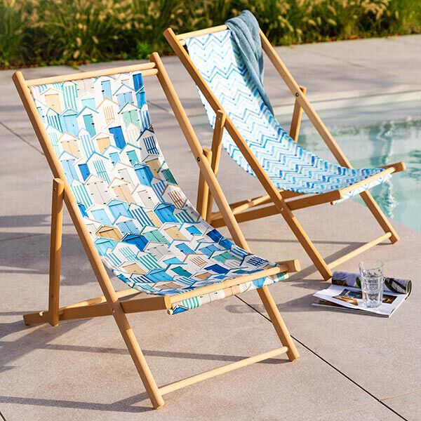 Outdoorstoff Canvas Strandhäuser – blau/weiss,  image number 6