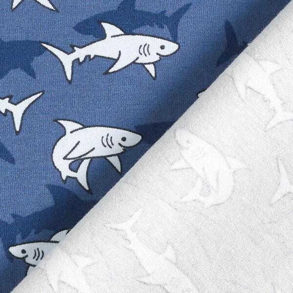 Baumwolljersey Haie – jeansblau, image number 4
