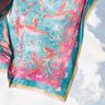 Beachwear Panel Pareo Pfauen und Blumen – aquablau/intensiv pink,  thumbnail number 2