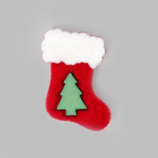 Weihnachtsknopf Nikolausstiefel - rot/grün, 