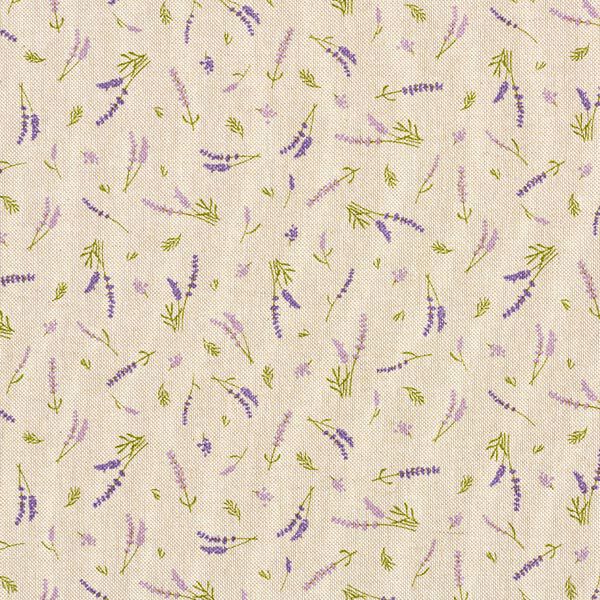 Dekostoff Halbpanama Lavendel – natur/lavendel | Reststück 100cm