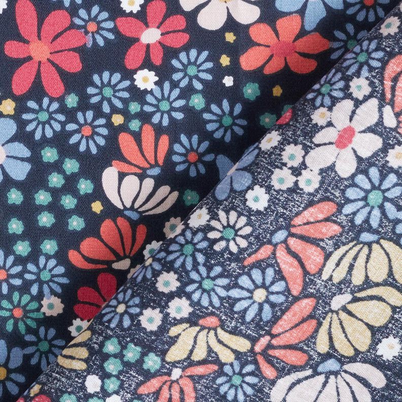 Baumwollstoff Cretonne gemischte Blüten – nachtblau,  image number 4