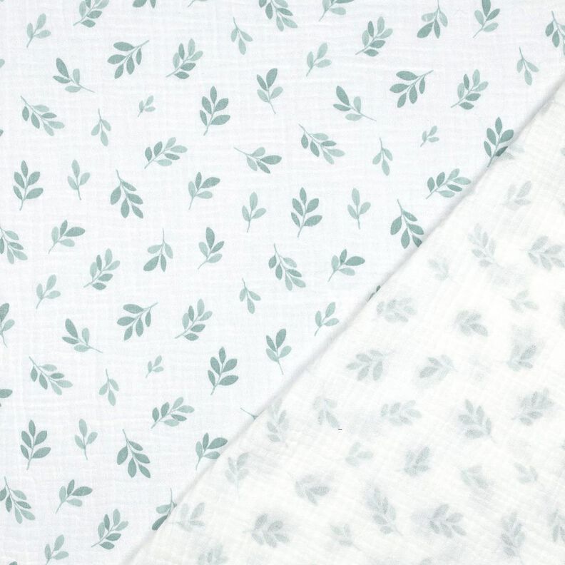 Musselin/ Doppel-Krinkel Gewebe Zweige | Poppy Fabrics – weiss/schilf,  image number 4