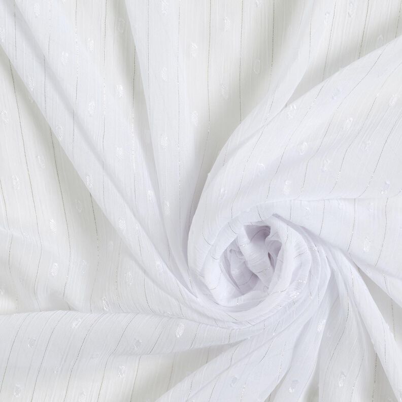 Chiffon Dobby Metallic Nadelstreifen – weiss/silber metallic,  image number 3