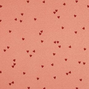 Rippenjersey verstreute Herzen | Poppy Fabrics – lachs/dunkelrot, 